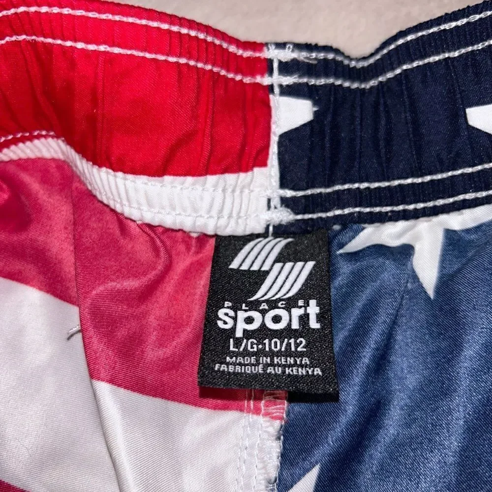 U.S.A. flag swim trunks size boys large